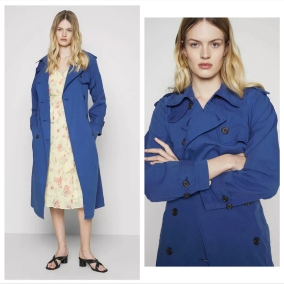 NWT Lauren Ralph Lauren Featherweight Twill Trench Coat Indigo Sail Blue - 4 - Picture 5 of 8